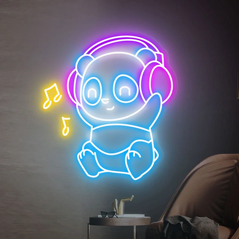 

Panda Led Neon Sign Custom Cute Animal Wall Art Kawaii Neon Light for Bedroom Game Kids Room Decoration Lights Night Lamp