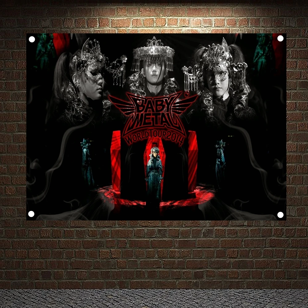 

BABYMETAL Scary Bloody Metal Music Stickers Rock Band Poster Macabre Art Banners Wall Flags Tapestry Cloth Art Home Decoration