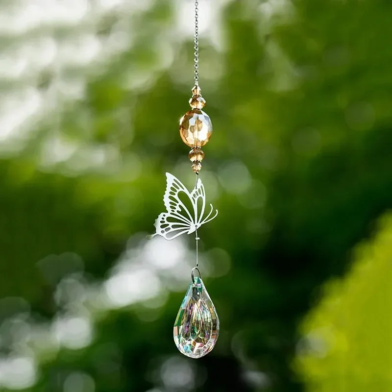 Цельный цветной кристалл Ловец солнца с изображением животного бабочки призмы