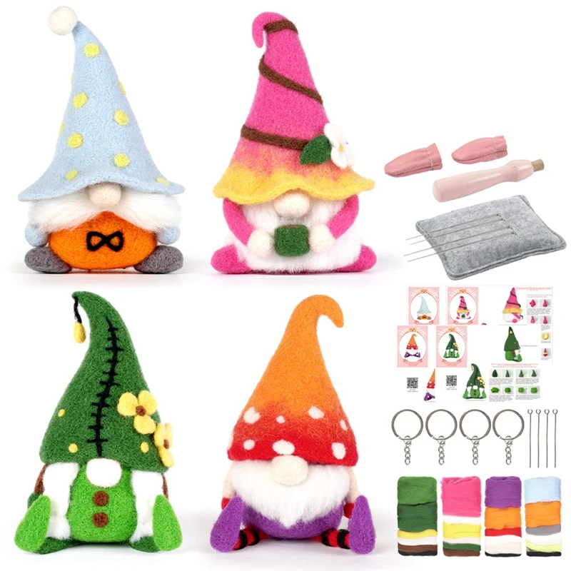 

Безликовая игла Gnome, набор для валяния, материал для новичков с войлочными иглами, напальчником, войлочной тканью, пенным столом, инструментом