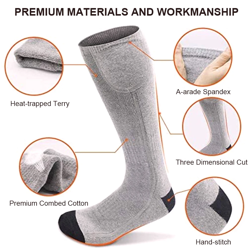 Unisex Heated Socks Remote Control Electric Heating Socks 3Gear Heats Adjustment Rechargeable Thermal Winter Foot Thermal Warmer