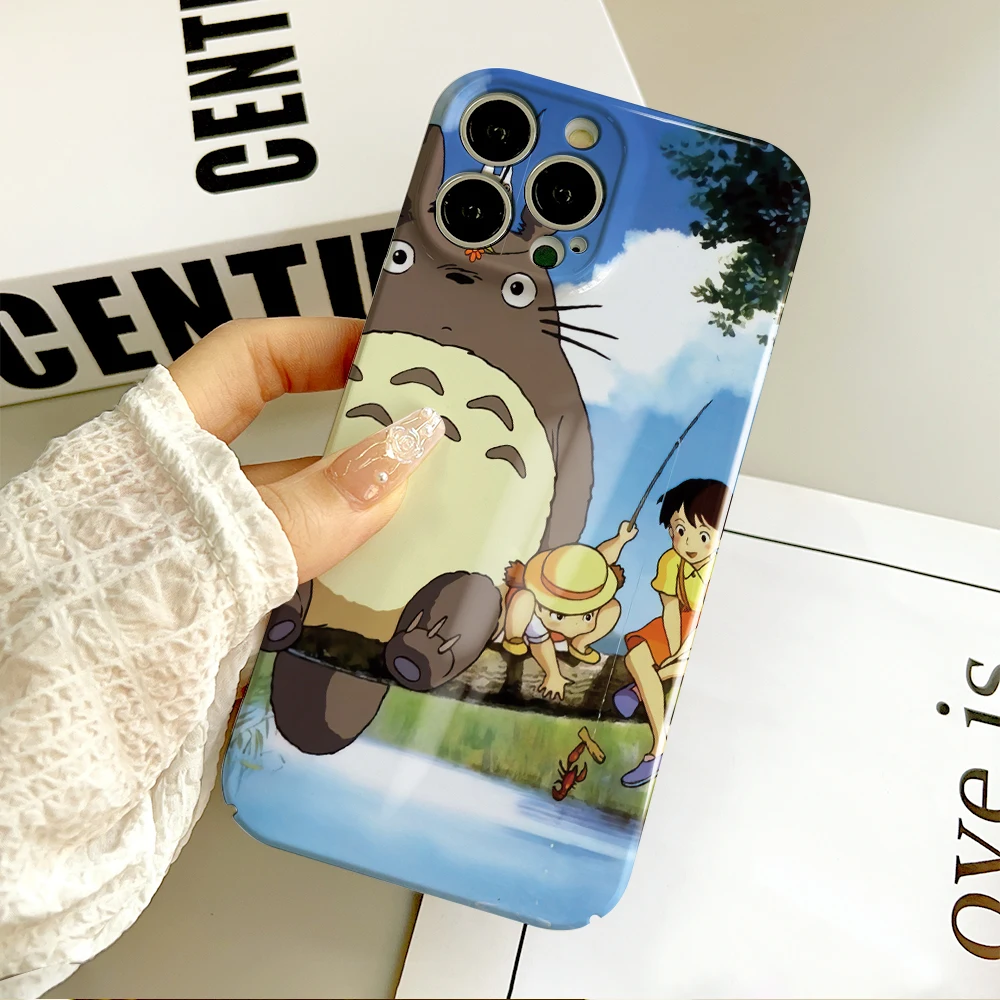 Чехол для телефона T-Totoros с рисунком аниме iPhone 16 15 14 13 12 11 Plus Pro Max Mini Glossy HD Hard Cover Film