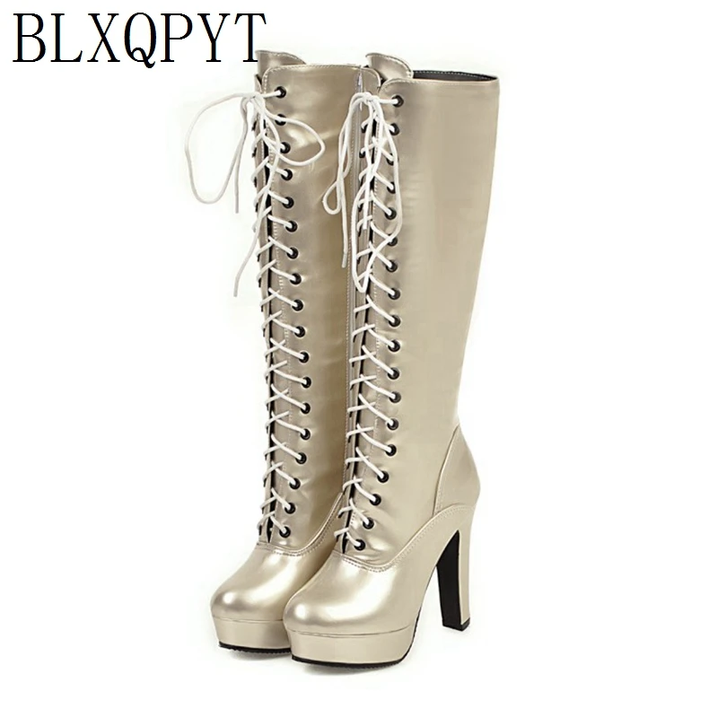 

BLXQPYT Big size 34-48 New Shoes Women Boots 2019 Knee Boots Sexy Female Autumn WinterHigh heels lady Thigh High Boots 8757