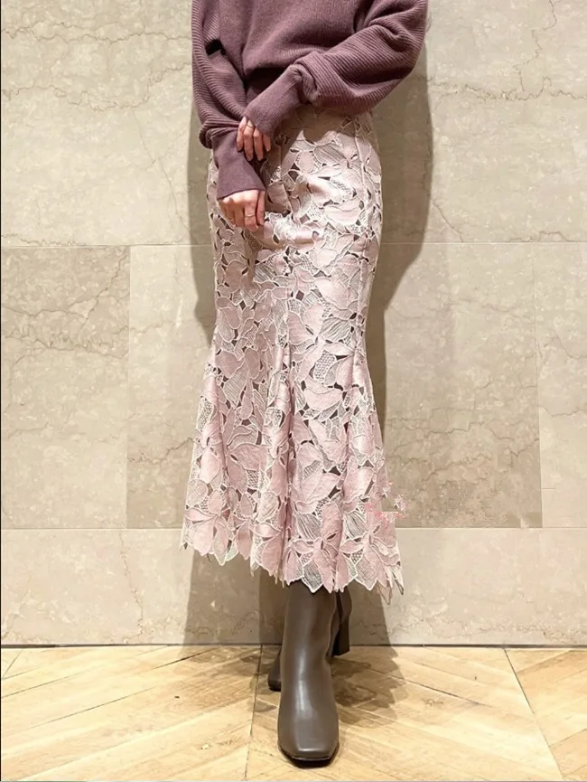 Женская ажурная юбка-годе с цветочной вышивкой и высокой талией | одежда