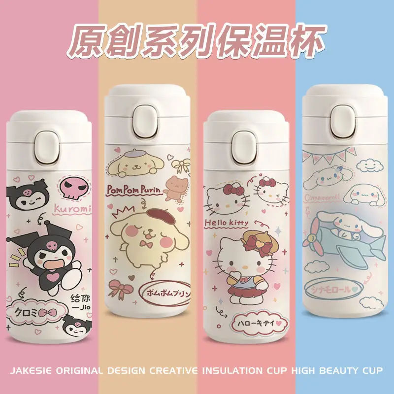 

Kawaii Sanrioed Anime Cartoon series HelloKitty Kuromi Cinnamoroll cute fashion high value Portable Stainless steel thermos cup