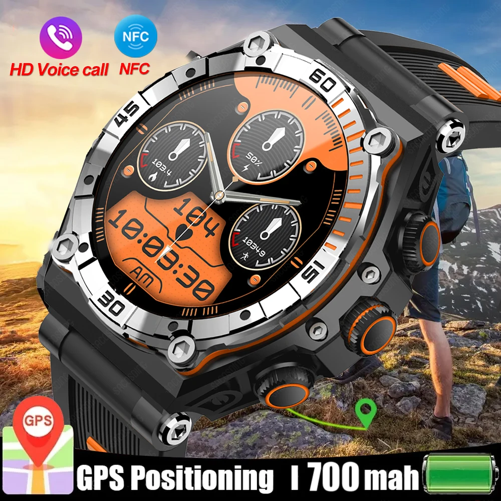

2023 New GPS Smart Watch Men Fitness Watches IP68 Waterproof Military Health Monitor Bluetooth Call Smartwatch NFC Sports Clock