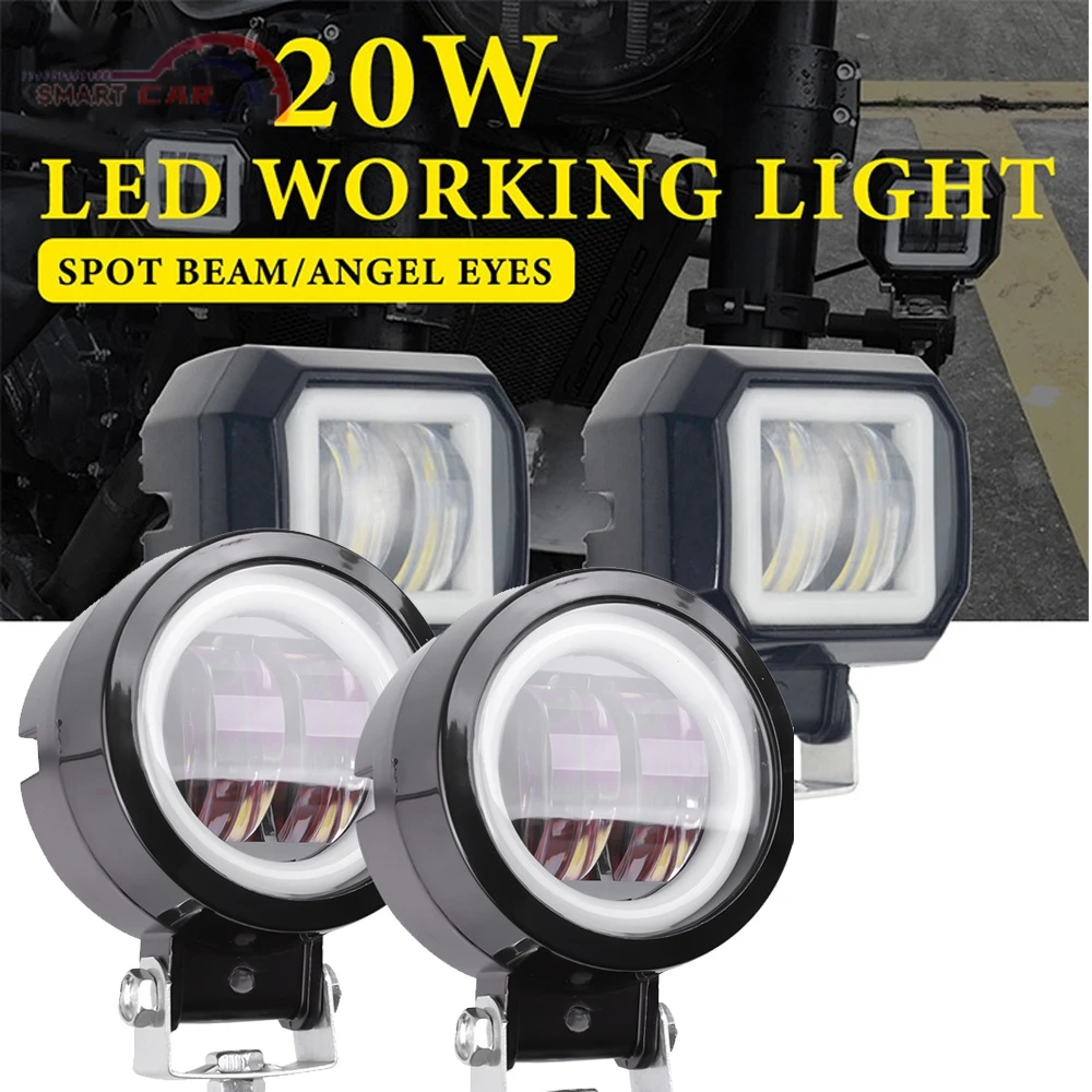 

LED Car Fog Headlights 40W LED Round Waterproof Angel Eye Lights For Offraod SUV Automobile Auxiliary Headlamps Outdoor Car Tool