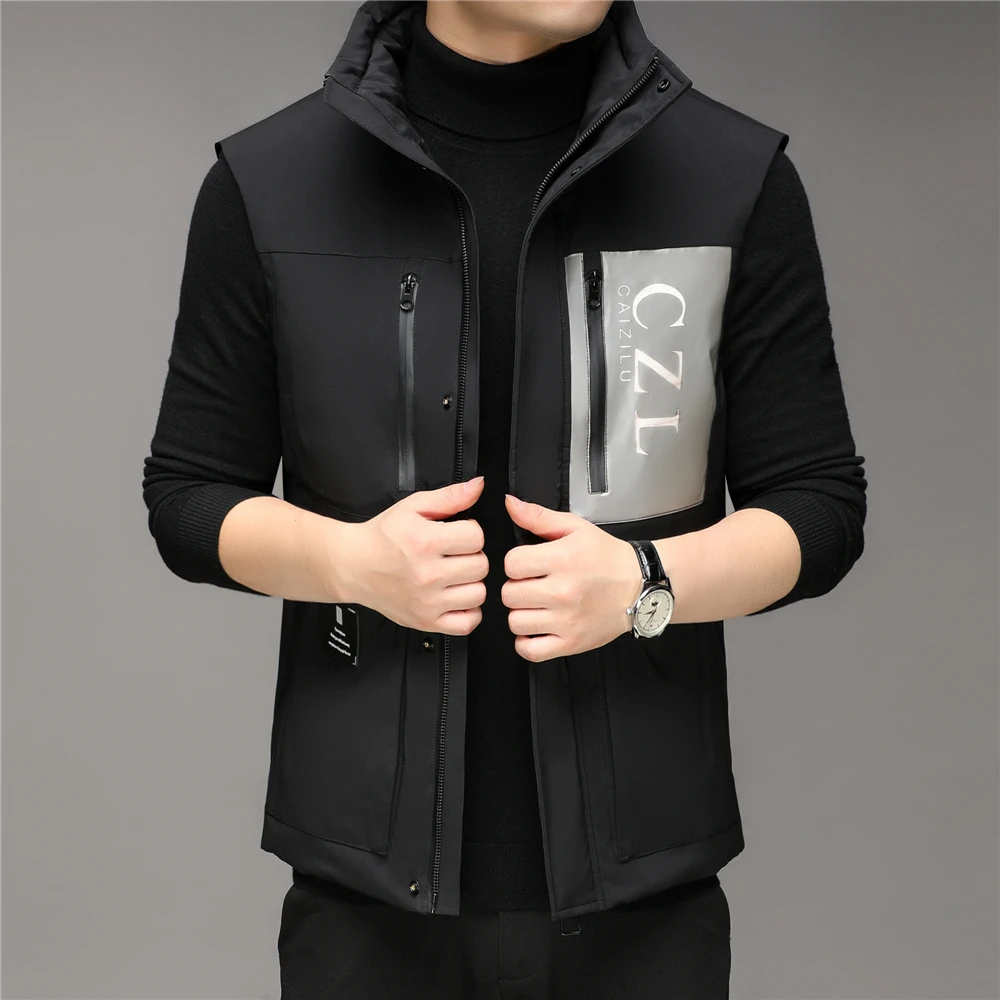 COODRONY 90% White Duck Down Vest Men Clothing Winter New Arrival Parkas Big Pocket Zipper Stand Collar Sleeveless Jackets Z8188