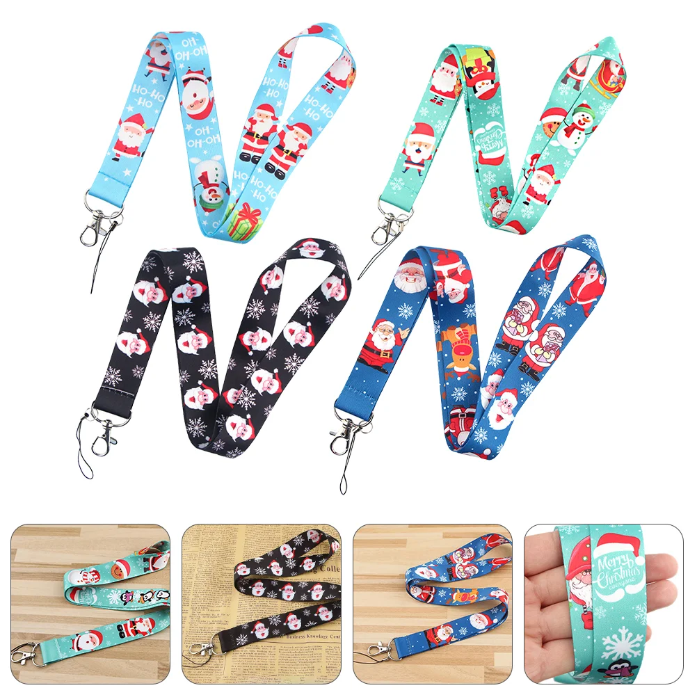 

4 Pcs Christmas ID Lanyard Phone Strap Holder Hanging Rope Intelligent Mobile Straps Polyester Camera Ropes Miss Anti-lost