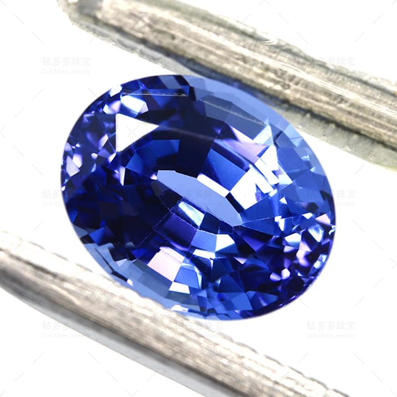 Лабораторный сапфир овальной огранки Королевский синий высшее качество
