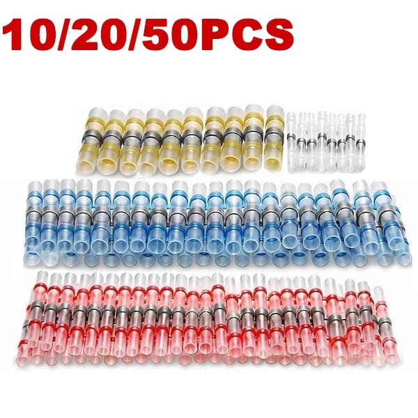 

10/20/50PCS Soldering Sleeve Waterproof Seal Heat Shrink Splice Terminals Insulated Shrinkable Butt Marine Cable Connector