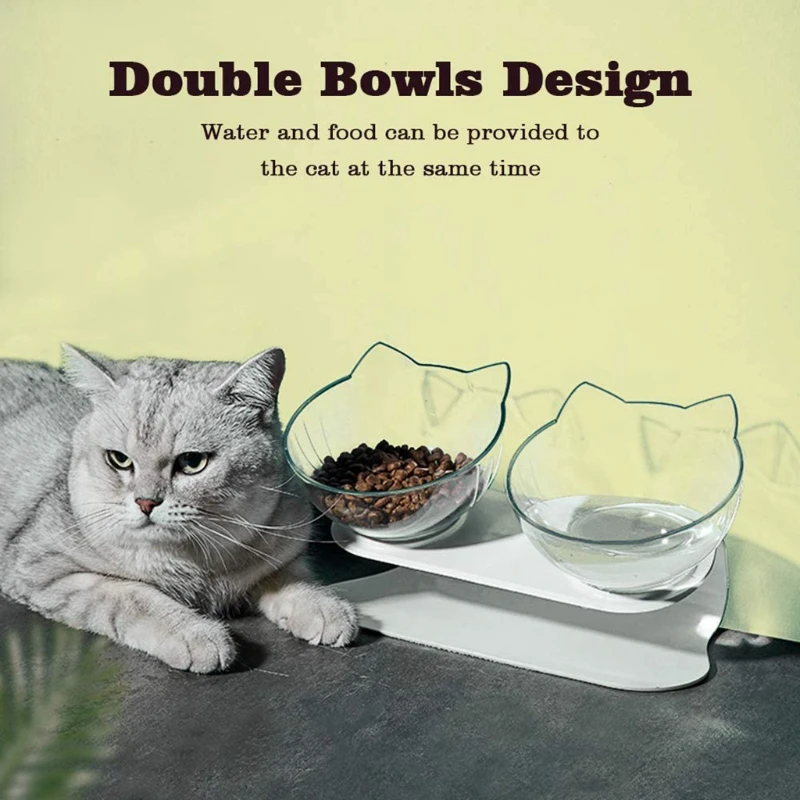

Non-Slip Double Cat Bowl Pet Water Food Feed Dog Bowls Pet Bowl With Inclination Stand Cats Feeder Feeding Bowl Kitten Supplies