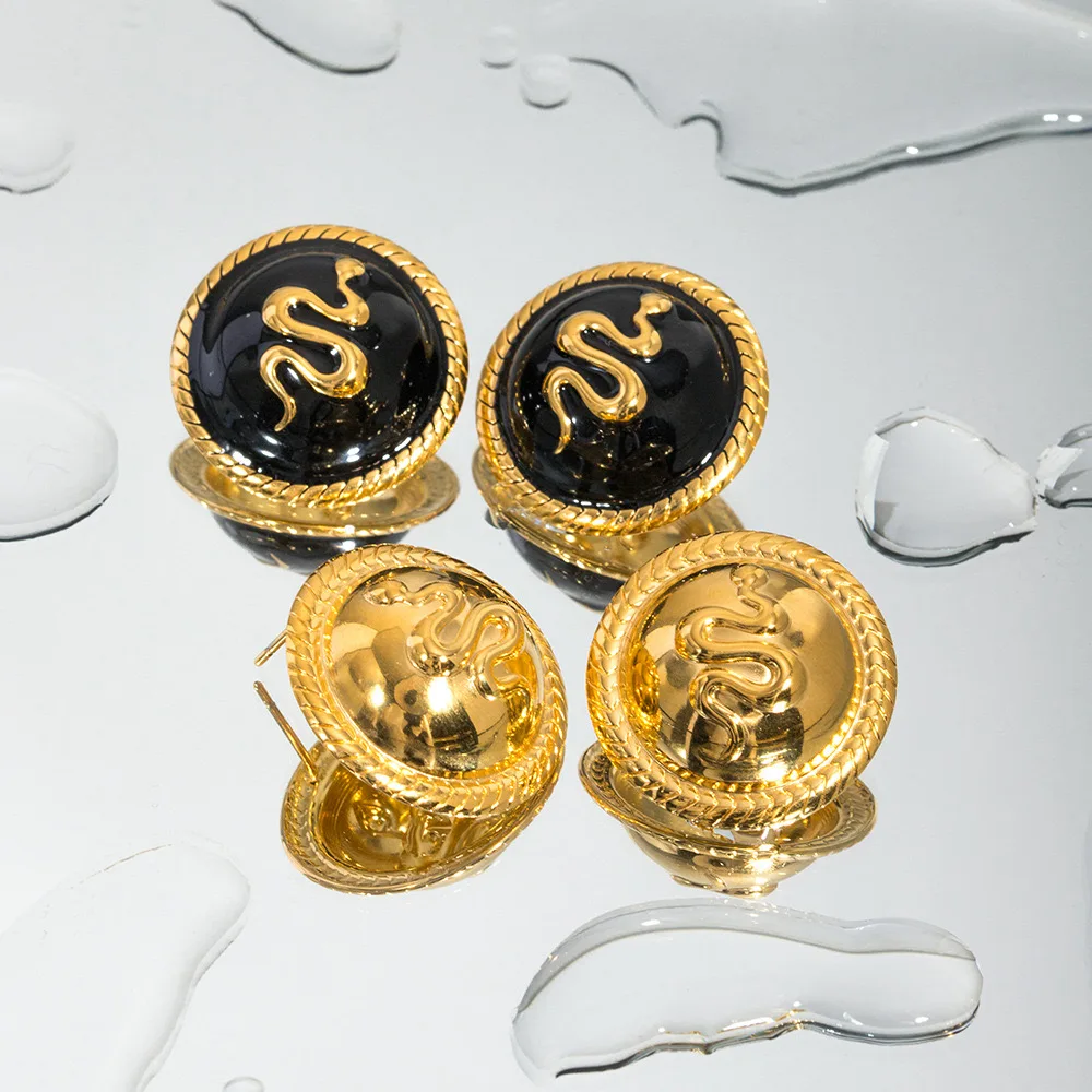 PAPERPLUS | Дизайнерские серьги для женщин. Черные золотые серьги-гвоздики.