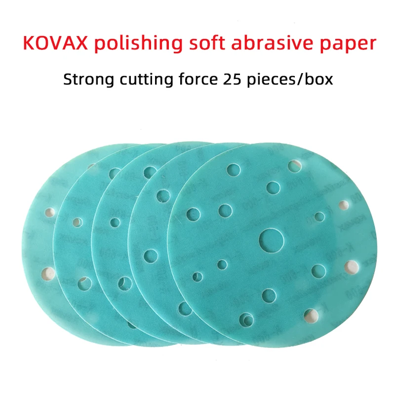

25 Pcs Japan KOVAX 6-Inch 15-Hole Sandpaper Round Dry Grinding And Polishing Car Abrasive 3000# for Use With Cushion Pad
