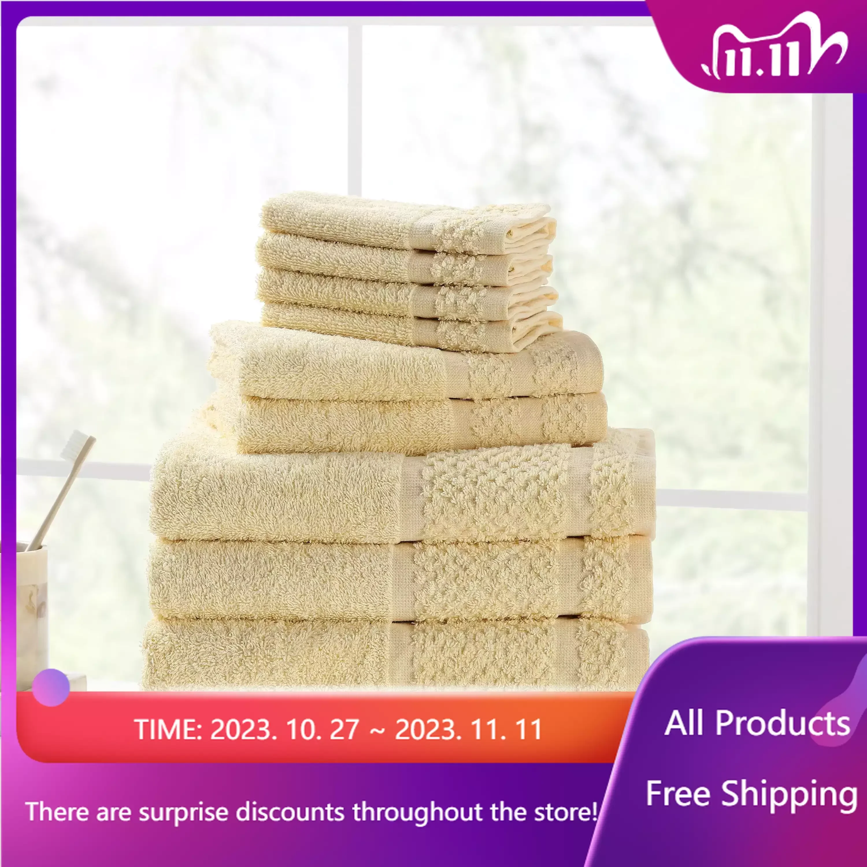 

10 Piece Bath Towel Set with Upgraded Softness & Durability, Soft Yellow Sales promotion Sales promotion