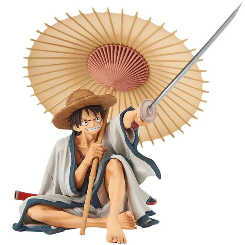 

One Piece Figure Holding An Umbrella Luffy Sitting Posture Top Decisive Battle Anime Boxed Model Pvc Action Figurine Kids Toys