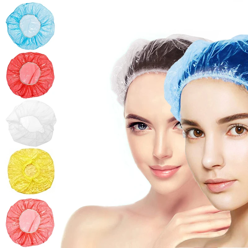 

50/25Pcs Multifuction Disposable Shower Cap Plastic Waterproof Colorful Shower Hat Hotel For Home Kitchen Bathroom Hair Salon