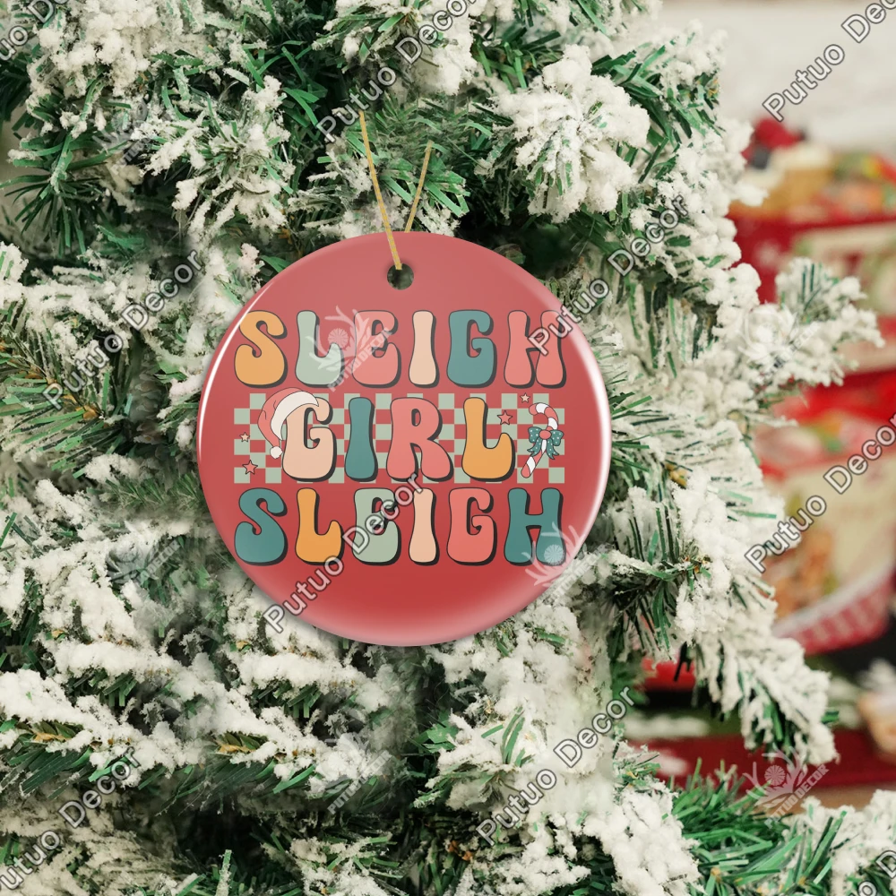 Декор Putuo 1 шт. Санта Клаус сани керамический подвесной знак фарфоровое настенное