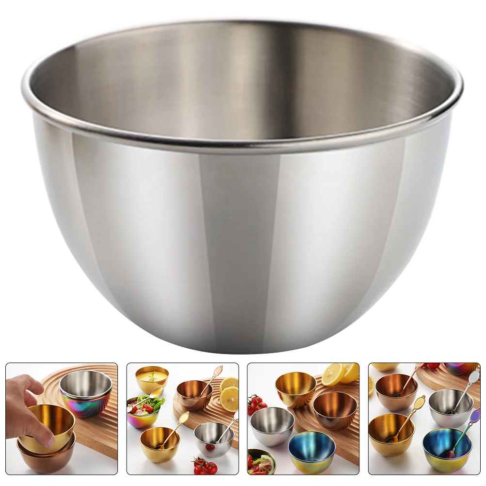 

Dishes Bowls Bowl Sauce Dipping Dish Metal Stainless Steel Seasoning Kitchen Round Appetizer Condiment Accessories Rainbow Soy
