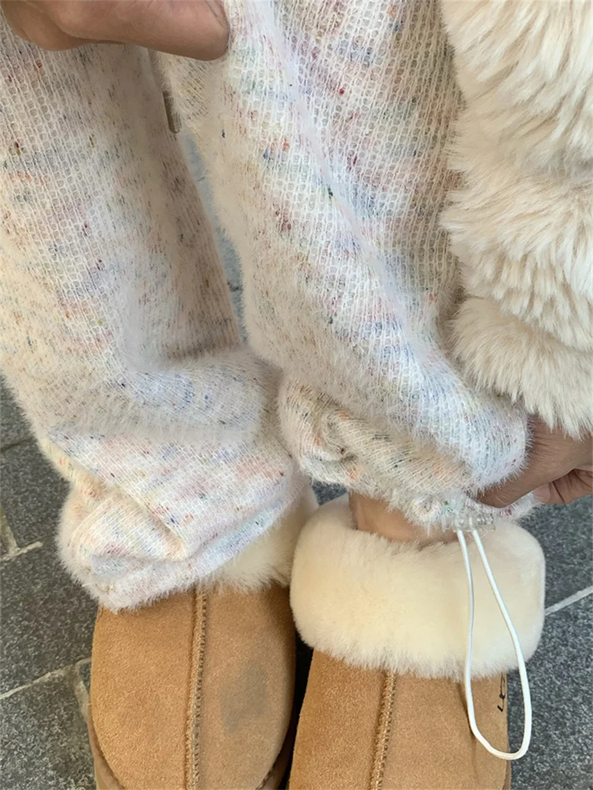 Брюки Alien Kitty женские с широкими штанинами однотонные трикотажные повседневные