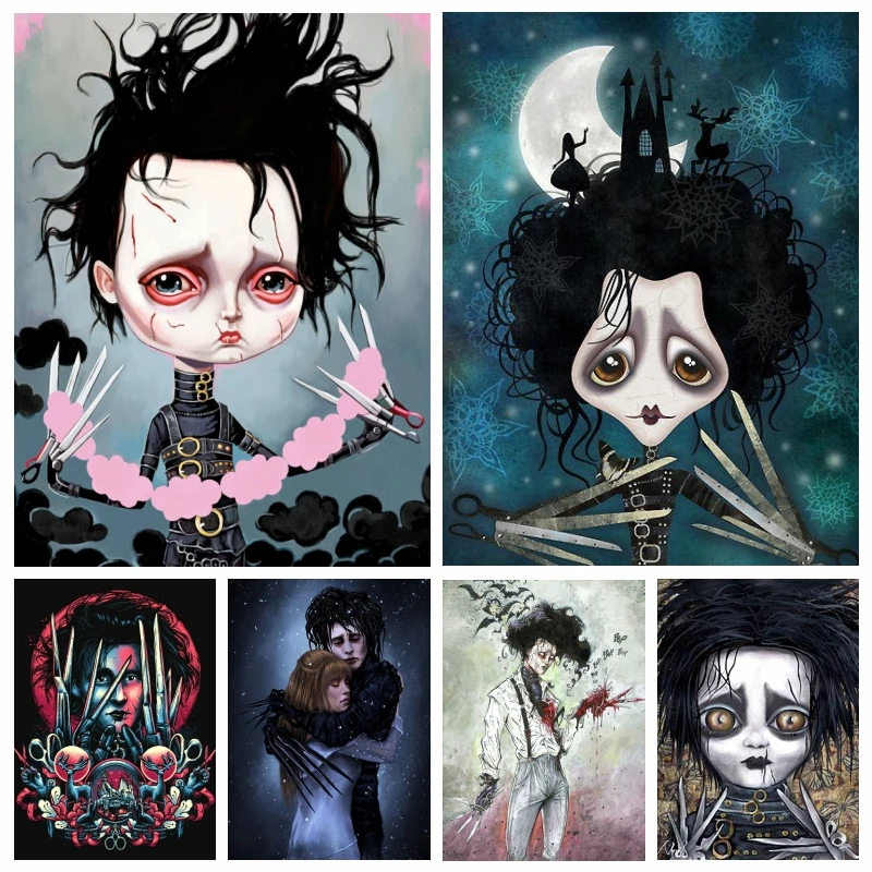 

Edward Scissorhands Diamond Painting Pop Art Johnny Depp Classic Movie Full Squre Mosaic Cross Stitch Handwork Gift Room Decor
