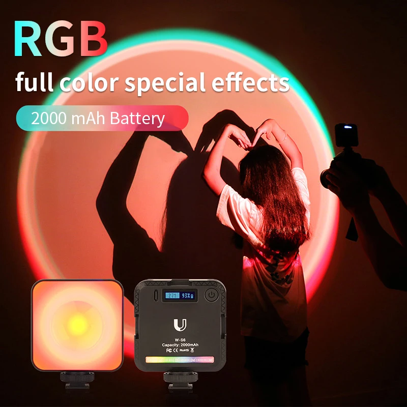 

Video Light LED RGB Portable Sunset Lamp Photography Colorful Vlog Mini Fill Light for Smartphone Camera