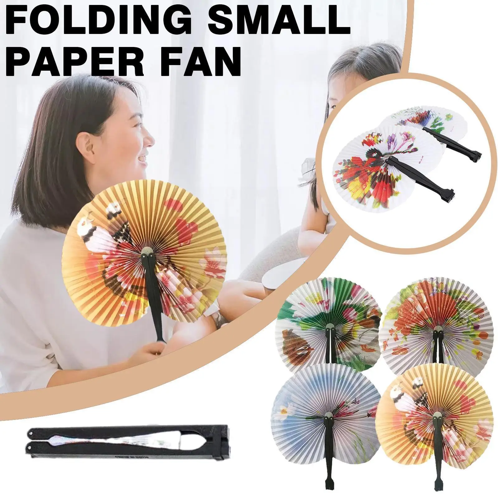 

1 PCS Creative Retro Windmill Small Round Paper Fan Hand Paper Fans Fans Hand Held Style Fan Wedding Folding Chinese Foldab M5Q1