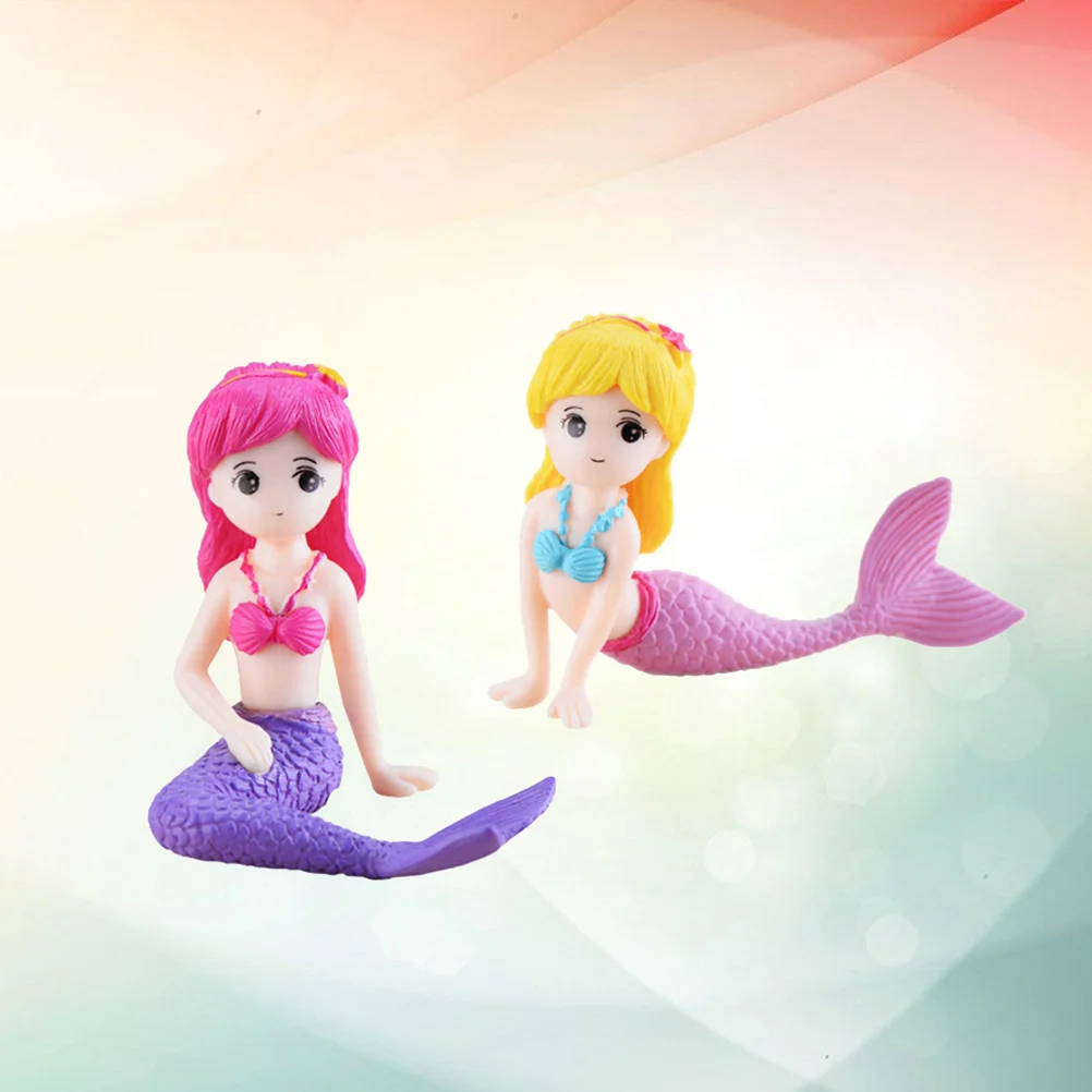 

2 PCS Accessories Craft Miniatures Garden Ornament Decorations Mermaid Landscape Adornment