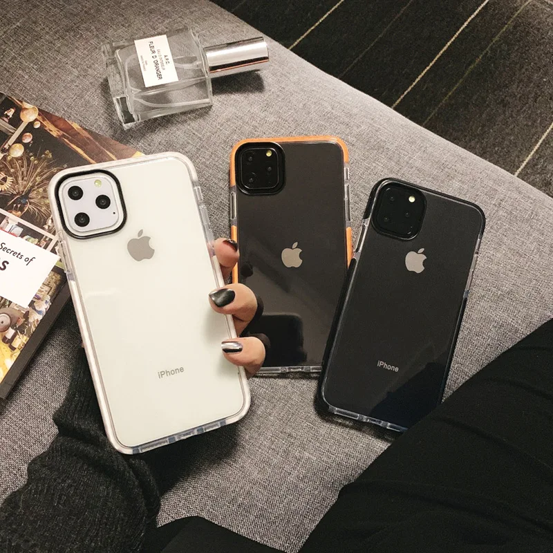 

Trend simple border pattern phone case for iphone 13 pro max 12 11 8 7 X XR XS shatterproof transparent phone case