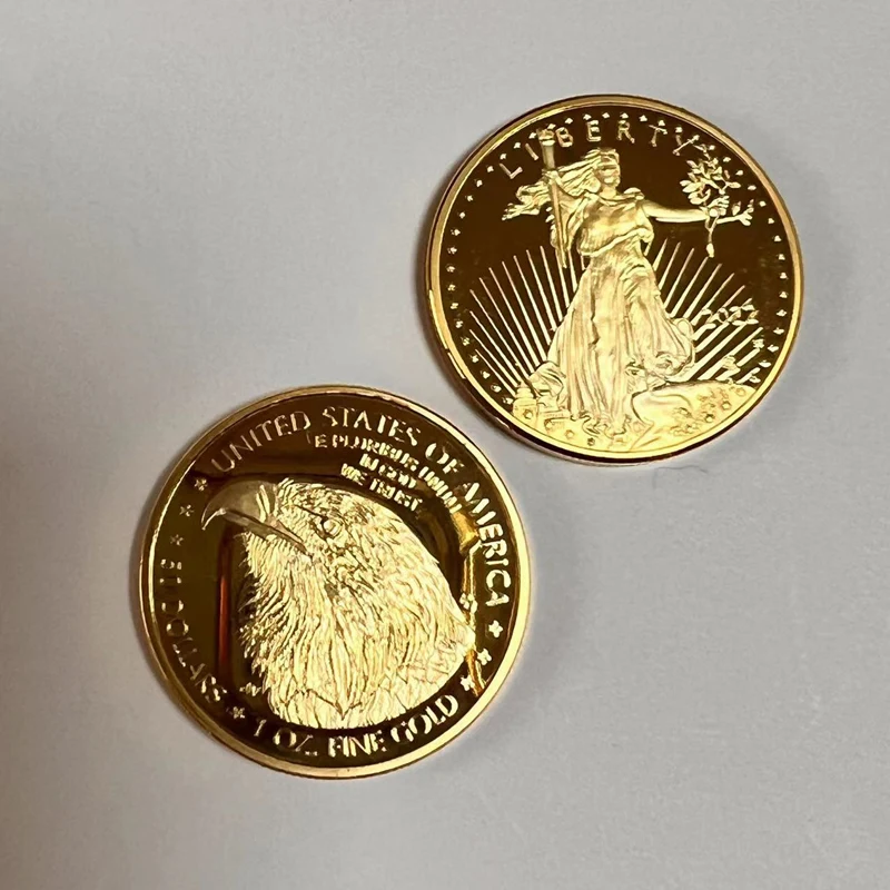 

5 Pcs Non Magnetic Freedom 2022 Upside Down Badge 24K Real Gold Plated 32.6 Mm Eagle Souvenir Commemorative Decoration Coin