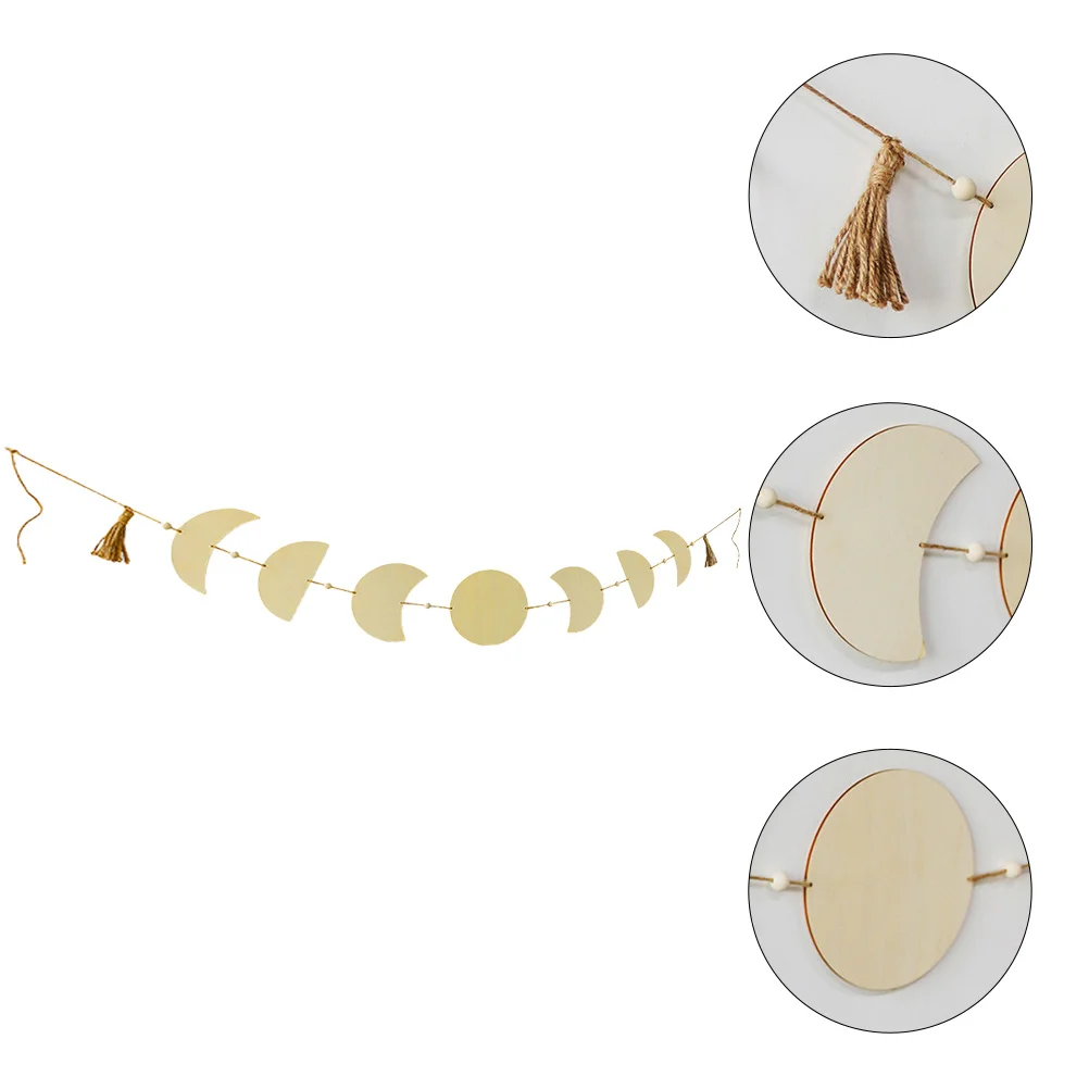 

Xingyue Wood Piece Pendant Wall Decor Backdrop Wooden Hanging Ornament Home Moon Decorations