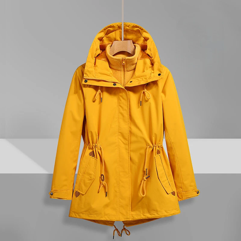 

Зимняя утепленная женская куртка для кемпинга уличные куртки три в одном ветрозащитная Съемная водонепроницаемая Спортивная походная вет...