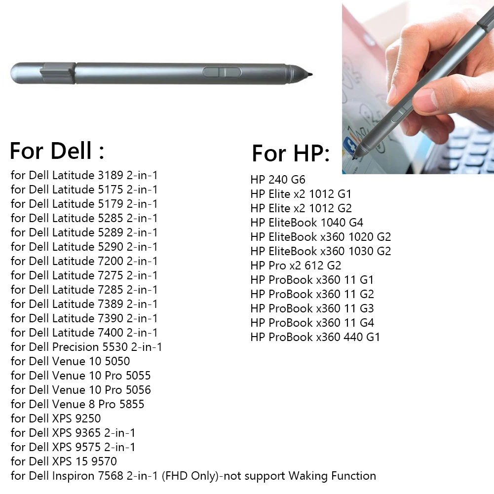 

Notebook Touch Screen Drawing Writing Active Stylus Pen for HP 240 G6 Elite X2 1012 G1 G2 for Dell Venue 10 Pro 5056