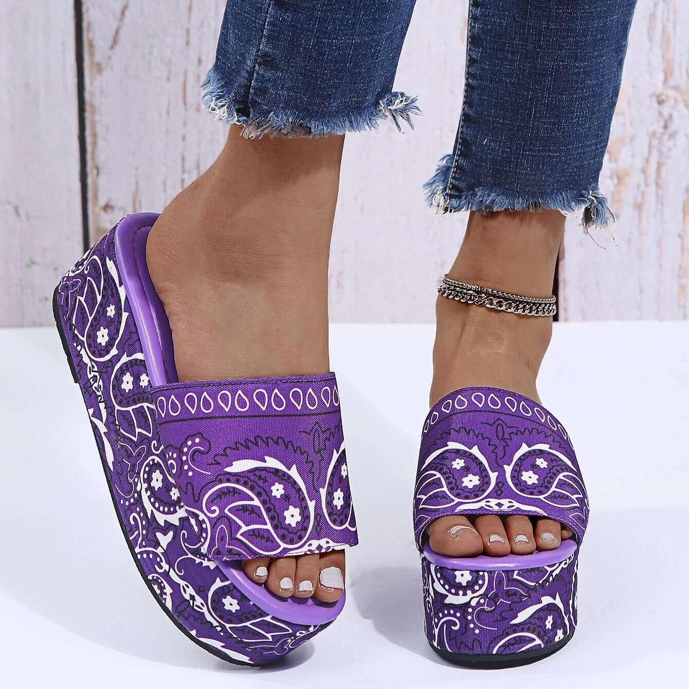 

Women's Sandals Fashion Summer Buckle Strap Solid Color Comfortable Wedges Shoes Beach Peep Toe Breathable sandals