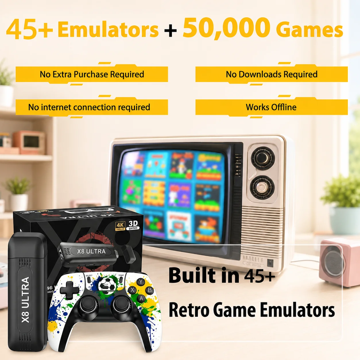 Игровая консоль X8 Ultra Football Custom Game Stick 4K HDMI Retro: подключи и играй, встроенные 50000+ классических игр, не нужно загружать системы. (art.: 3920dc2cd2faf) - 3920dc2cd2faf