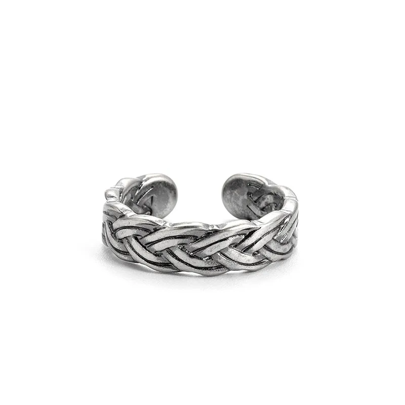 

Простое ретро кольцо из стерлингового серебра 925 пробы, открытое мужское и женское персонализированное кольцо из тайского серебра, модные п...