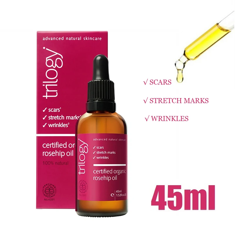 

New Zealand Trilogy Certified Organic Rosehip Oil 1.5oz 45ml Multi Function Use Serum Face Body Brighten Scar Removal serum