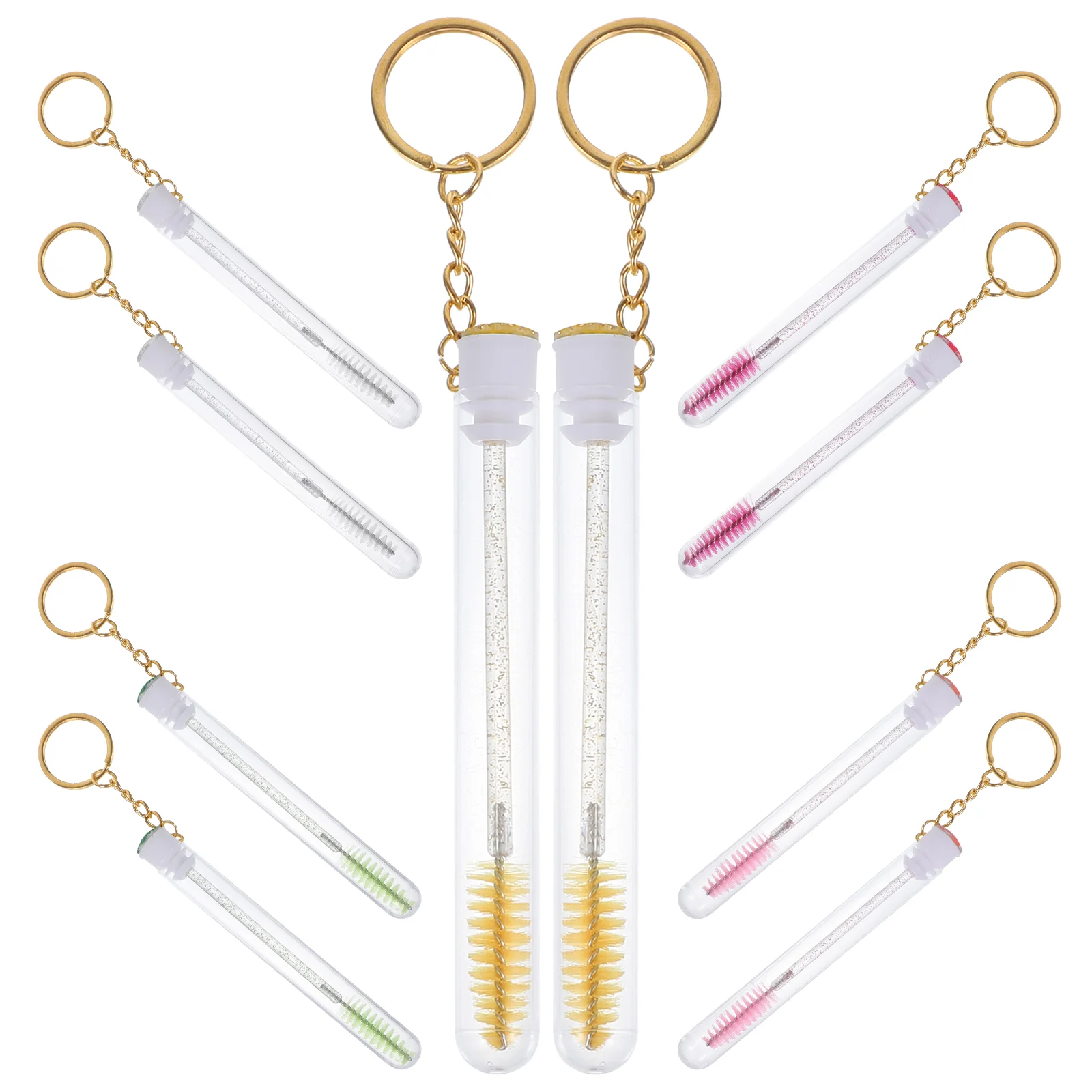 

10 Pcs Crystal Keychain Keychain Mascara Brush Makeup Eyelash Lengthening Diamond Women Ps Tube Miss