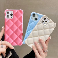 3d diamond grid soft case for iphone 13 11 12 pro max x xr xs 7 8 plus se 2022 2020 vintage lattice shockproof glossy tpu cover