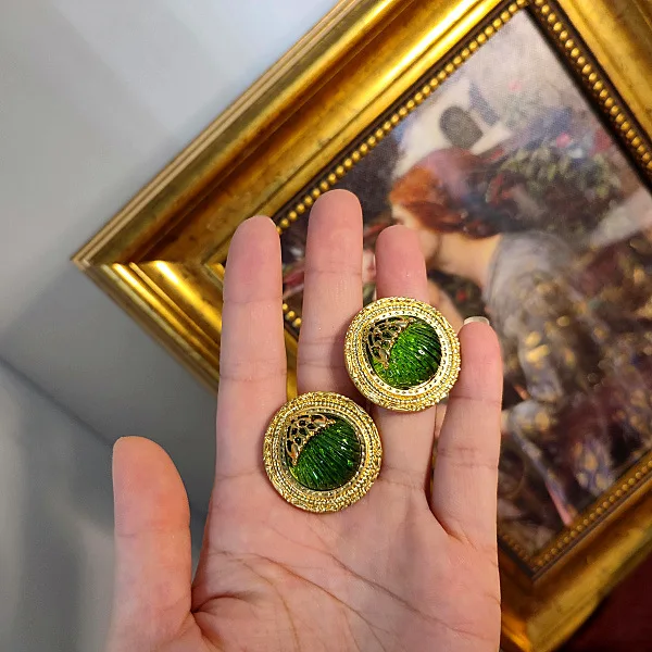 

Бабушка, зеленая, ручная работа, стеклянная тыква, игольчатая Ушная клипса для женщин