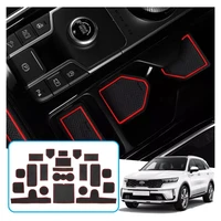lfotpp car door groove mat for sorento mq4 2020 anti slip mat rubber gate slot pad interior accessories red white 21 pieces
