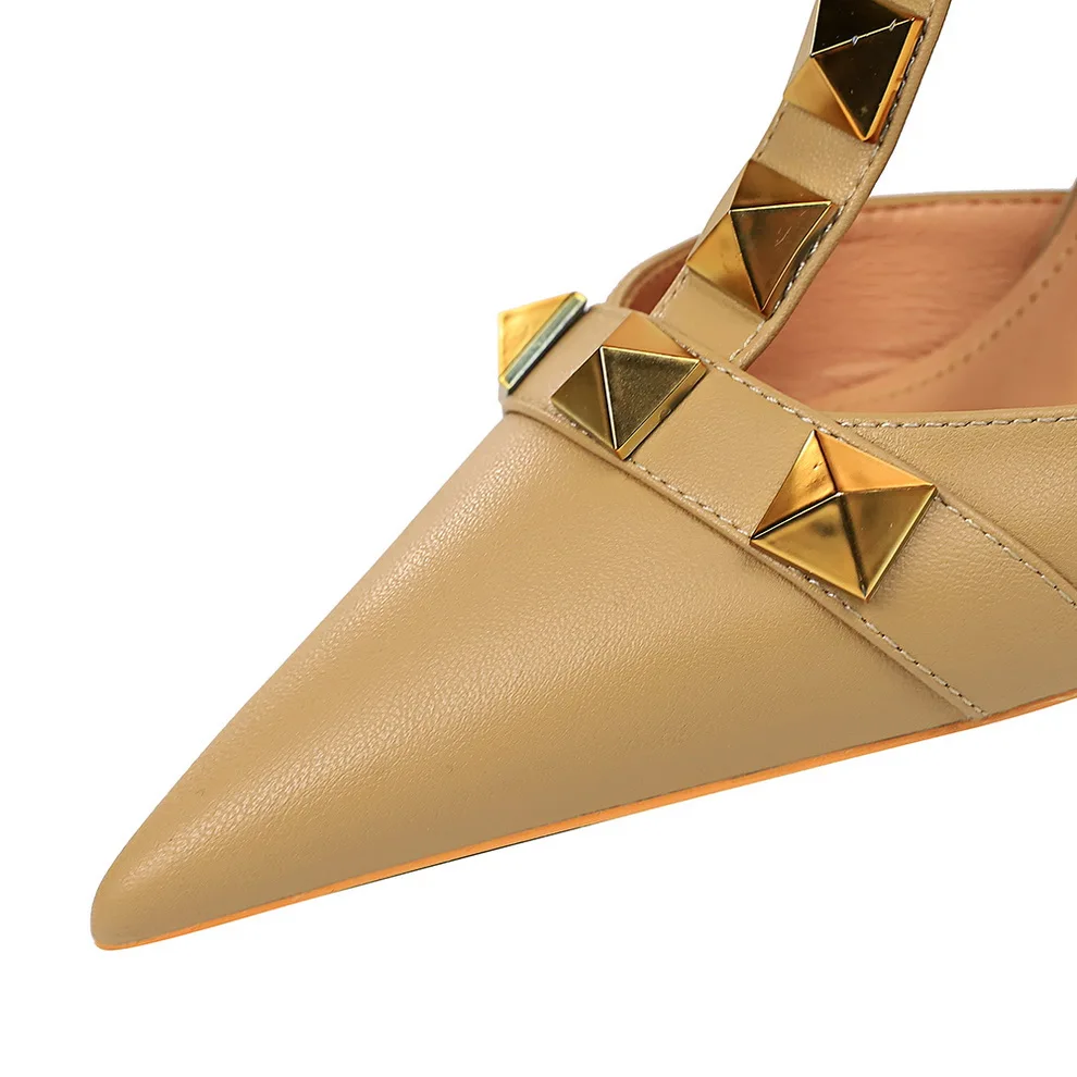 BIGTREE Shoes Roman Style High Heels Metal Rivets Kitten Heels Women Pumps Sexy Party Shoes Summer Woman Sandals Heels Shoes