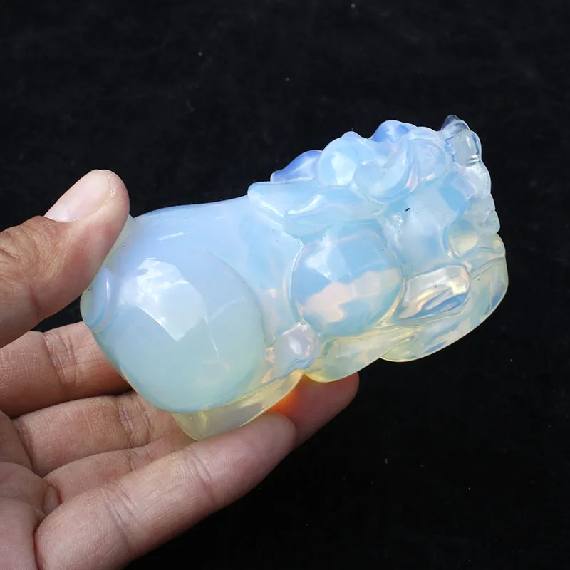 

1 Pcs man made white and pink opalite stone pixiu for healing