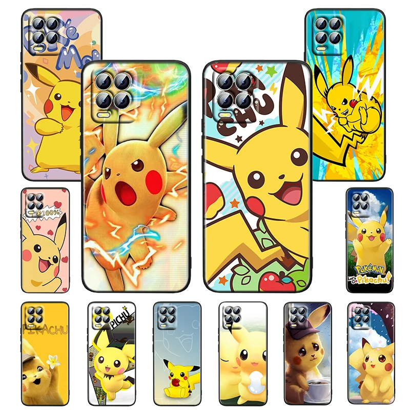 

Anime Pikachu Cute Babys For OPPO Realme GT Neo Master Edition 9i 8 7 Pro C21S Narzo 30 5G Soft Silicone Black Phone Case Cover