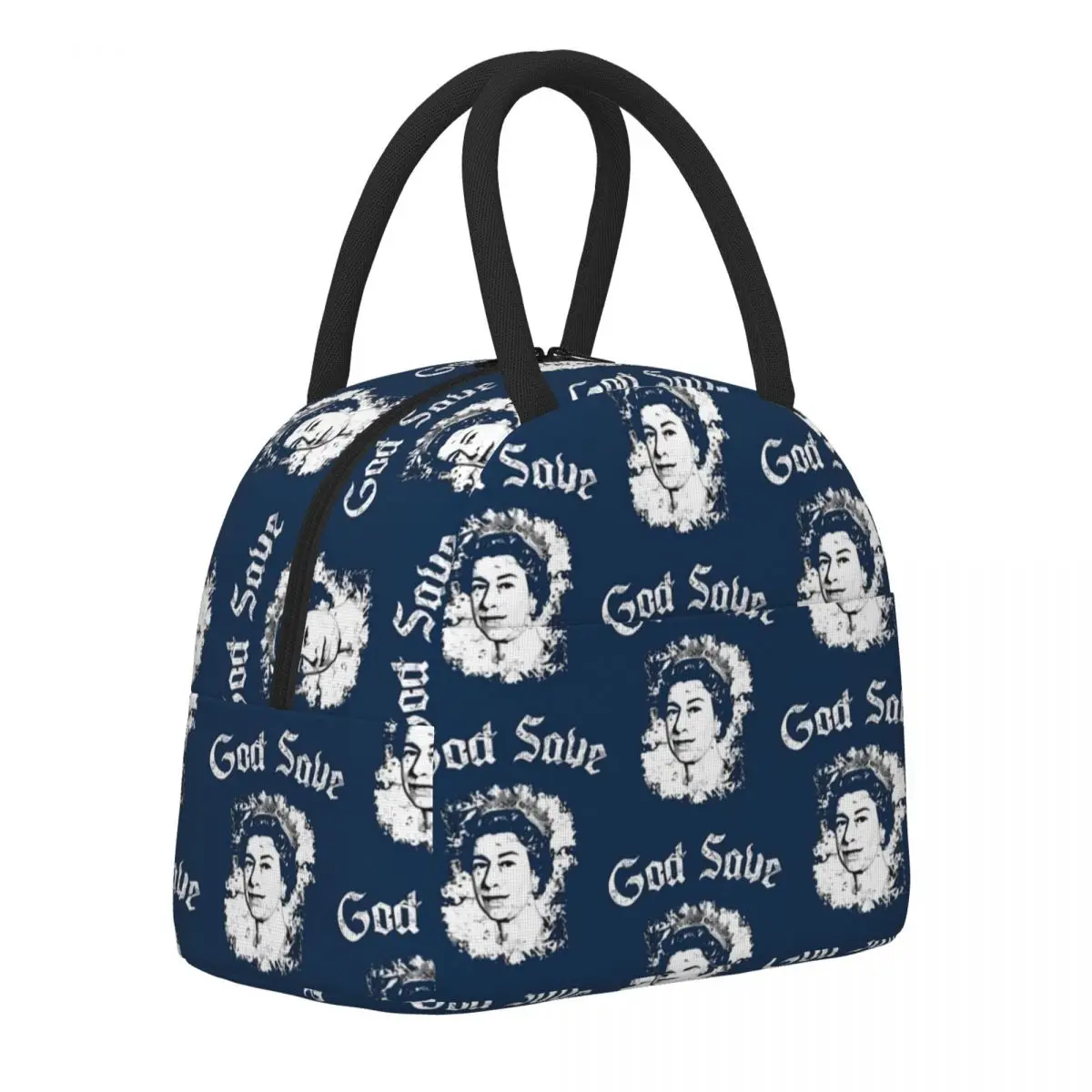 

Elizabeth II Lunch Bag The Queens Convenient Lunch Box Outdoor Picnic Print Cooler Bag Retro Waterproof Thermal Tote Handbags