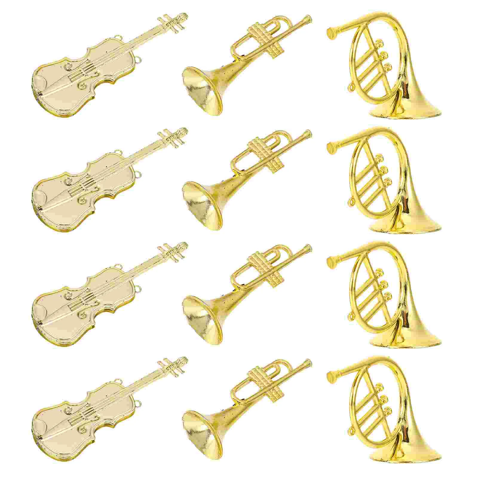 

Gadpiparty Miniature Musical Instruments Christmas Tree Ornaments Mini Trumpet Violin French Horn Dollhouse Xmas Holiday Hanging