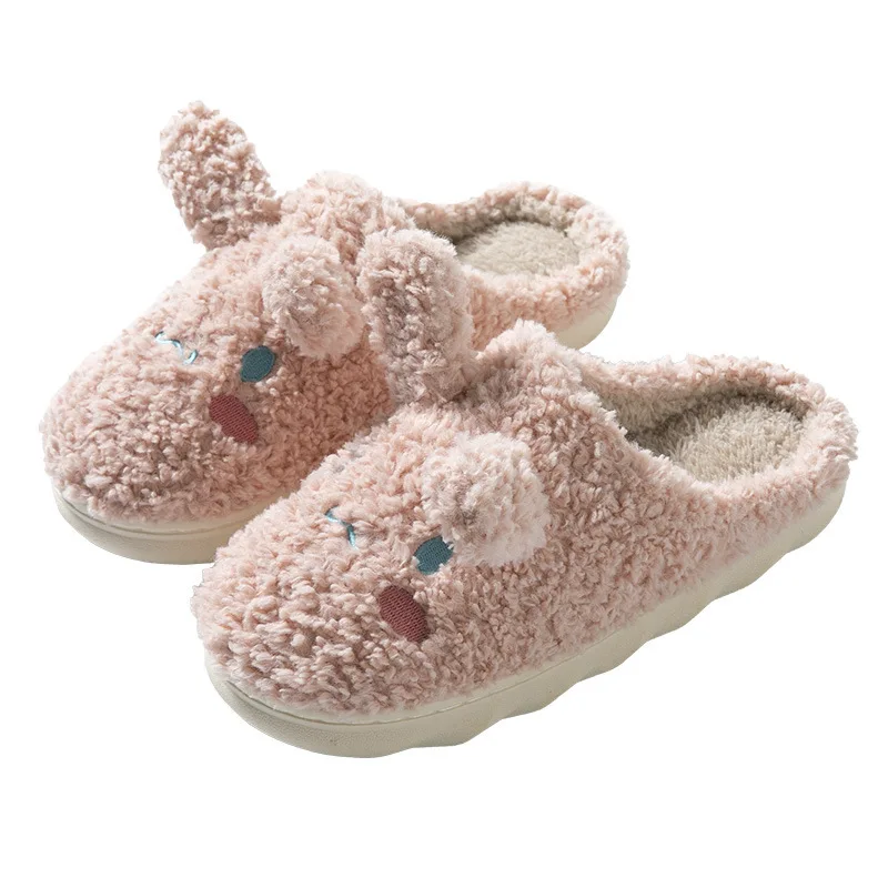 Cartoon Home Fuzzy Slipper for Women Cute Rabbit Girls House Faux Fur Ladies Slippers Winter Indoor Warm Plush Shoes Slides