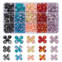 glass crackle beads kit round spacer loose crack beads set for handcrafted diy beading bracelet jewelry making crafts