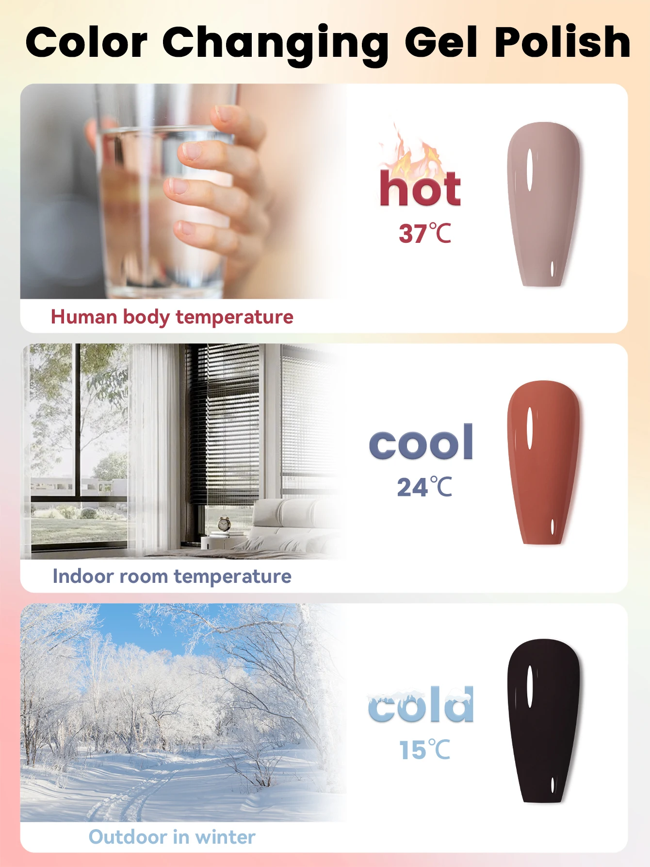 YOKEFELLOW Термальный гель-лак для ногтей 10 мл Красный Желтый Гель изменения цвета с