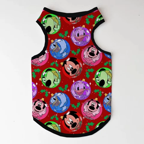 Small Dog and Cat Clothing Christmas Series Disney Dalmatian Mickey and Minnie Printed Cat Vest Breathable Thin Pet Clothes
